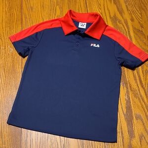 Fila Athletic Navy Blue And Red Polo Shirt - Boy's Small